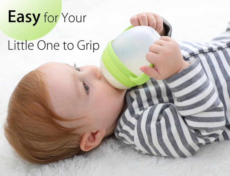 CHUBBIEE Baby Bottle Handles for Comotomo 5 Ounce & 8 Ounce Silicone Baby Bottles, Compatible Comotomo Bottle Holder for Baby, Pack of 2, Green - Image 2